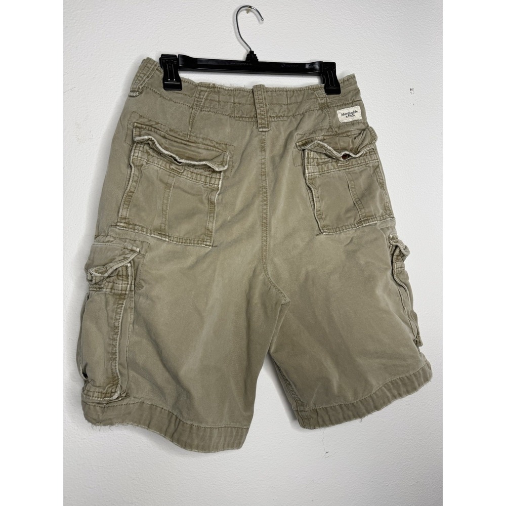Mens Abercrombie & Fitch Cargo Shorts Sz 30 Olive Khaki Y2K Hiking Distressed - Picture 2 of 9